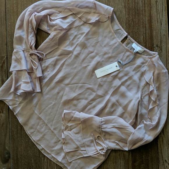 NWT Lucky Brand Sheer Long Sleeve Top - Picture 3 of 8